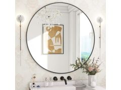 מראה דקורטיבית עם מסגרת שחורה - קוטר 100