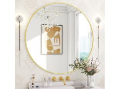 מראה דקורטיבית עם מסגרת זהב - קוטר 100