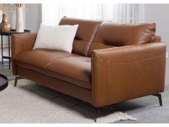 ספה דו מושבית 180 ס"מ עור בגוון חום אדמדם דגם סונטה