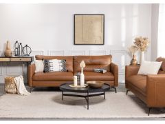 ספה תלת מושבית 220 ס"מ עור בגוון חום אדמדם דגם סונטה