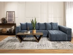 ספת רביצה פינתית 300 ס"מ ימין בד כחול ג'ינס דגם בוקסי