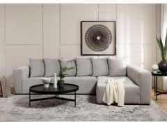 ספת רביצה פינתית 300 ס"מ ימין בד אפור בהיר דגם בוקסי