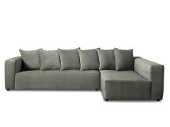 ספת רביצה פינתית 300 ס"מ ימין בד אפור/ירוק דגם בוקסי