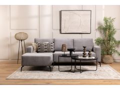 ספה פינתית שמאל 240 ס"מ בד בגוון אפור כהה דגם מקס