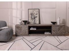 מזנון 220 ס"מ עץ אשוח ממחוזר בגוון אפור מעושן דגם אורלינס