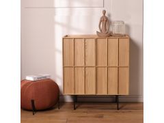 שידה 2 דלתות MDF ופורניר אלון בגוון טבעי דגם קיוב