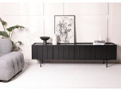 מזנון 200 ס"מ 4 דלתות MDF ופורניר אלון בגוון שחור דגם קיוב