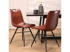 כסא פינת אוכל דמוי עור בגוון חום בהיר דגם מרווין