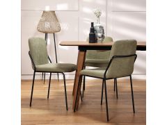 כסא פינת אוכל בד בגוון ירוק זית דגם מרצי