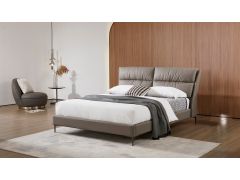 מיטה זוגית 200*160 ס"מ דמוי עור אפור כהה דגם פואטרי