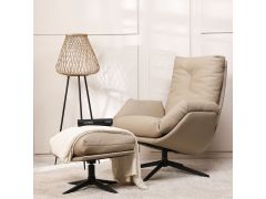 כורסא מסתובבת משולבת הדום דמוי עור בגוון טאופ דגם שנהב