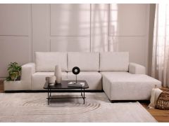 ספה פינתית ימין 300 ס"מ בד אבן דגם היידי