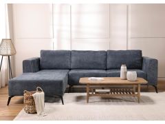 ספה פינתית שמאל 300 ס"מ בד כחול דגם ג'ניס