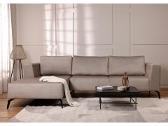 ספה פינתית שמאל 300 ס"מ בד בז' כהה דגם ג'ניס