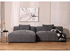 ספה פינתית שמאל 145*260 ס"מ בד בגוון אפור כהה דגם פופ