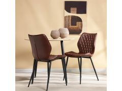 כסא פינת אוכל חום דמוי עור דגם GEOMETRY