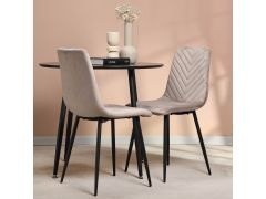 כסא פינת אוכל בז' בד קטיפה דגם ARROW