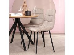 כסא פינת אוכל בז' בד קטיפה דגם BLOKI