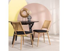 כסא פינת אוכל טבעי גב דמוי ראטן דגם CHARM