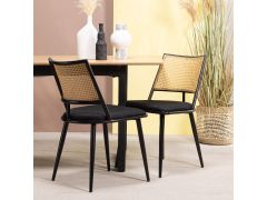 כסא פינת אוכל שחור גב דמוי ראטן דגם CHARM