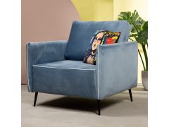 כורסא בד קטיפה בגוון כחול דגם PINO