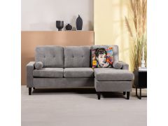 ספה פינתית 194 ס"מ בד בגוון אפור בהיר דגם YOGO