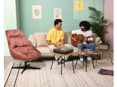 כורסא מסתובבת בד קטיפה בגוון וורוד דגם COSTA