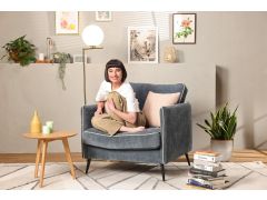 כורסא בד קטיפה בגוון כחול ג'ינס דגם WINTER