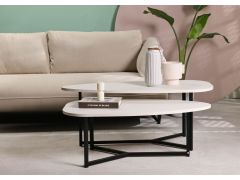 זוג שולחנות סלון בגוון לבן דגם ZOGO