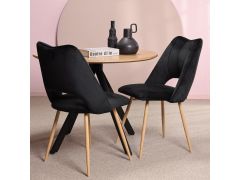 כסא פינת אוכל שחור מרופד רגל טבעי דגם KOMI