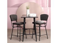 כסא בר דמוי עור שחור משענת גב דגם ZIKO