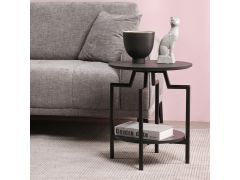 שולחן פינתי עגול קוטר 45 ס"מ בגוון שחור דגם COMBO