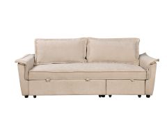 ספה באורך 214 ס"מ נפתחת למיטה בד בגוון בז' דגם GRANDE