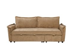 ספה באורך 214 ס"מ נפתחת למיטה בד בגוון חום דגם GRANDE