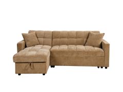 ספה פינתית באורך 213 ס"מ נפתחת למיטה בגוון חום דגם TAKEOFF