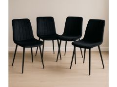 רביעיית כיסאות מרופדים דגם ריביירה בגוון שחור