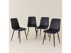 רביעיית כיסאות מרופדים דגם ריביירה בגוון אפור כהה