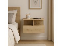 שידת לילה תלויה עם קלפה בגוון אלון דגם נסלי NESLI