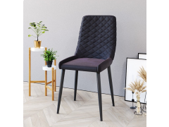 כסא פינת אוכל מפואר עם ריפוד קטיפה דגם מעויינים שחורים