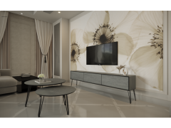 סט מזנון רוחב 1.8 מטר וזוג שולחנות לסלון קולקציית בטון כהה