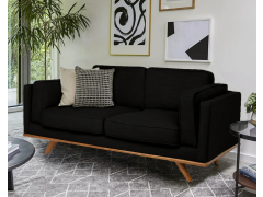 ספה 200 ס"מ דו מושבית דגם FLORIDA בגוון שחור