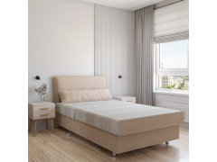 מיטת יחיד 0.9 חשמלית מפנקת עם ארגז מצעים דגם סהר שמנת RAM DESIGN