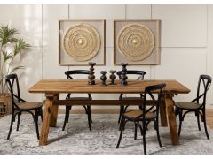 שולחן אוכל עץ אורן ממוחזר בגוון טבעי 220*100 ס"מ דגם פיינז