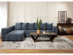 ספת רביצה פינתית 300 ס"מ שמאל בד כחול ג'ינס דגם בוקסי