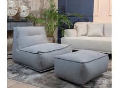 פוף כורסא מעוצב דגם Provence צבע אפור בהיר