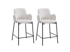 זוג כיסאות בר מעוצבים לפינת אוכל בגוון קרם  דגם אלסקה