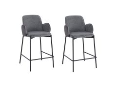 זוג כיסאות בר מעוצבים לפינת אוכל בגוון אפור דגם אלסקה