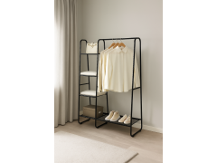 מתלה בגדים משולב מדפים צבע שחור