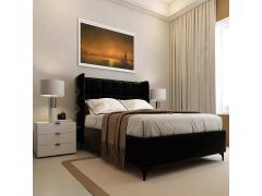 מיטה זוגית בד קטיפה דגם קלואי 160x200 גוון שחור