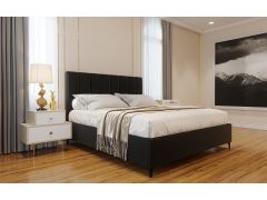 מיטה ברוחב וחצי בד קטיפה דגם אליסיה 120x190 גוון שחור